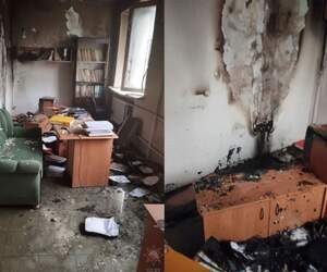 В Пинске на Калиновского горело административное здание